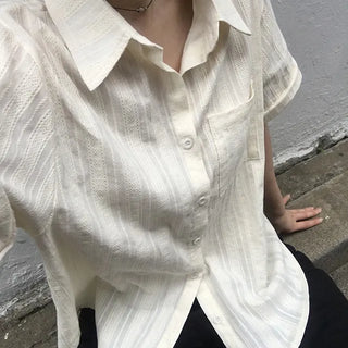 Crochet Punching Short Sleeve Shirt
