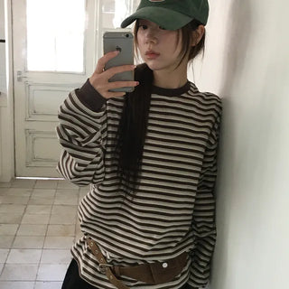 Chocolate Round Stripe Long T-shirt