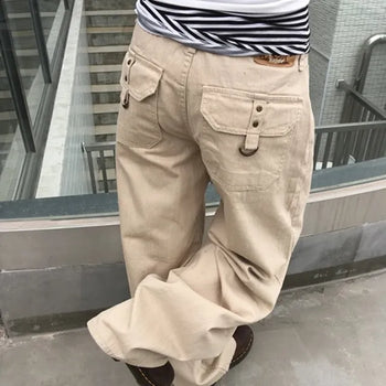 *Back Point* D-Ring Stripe Wide Pants