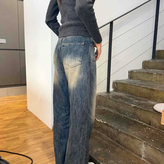 Vertical Washed Denim Long Pants