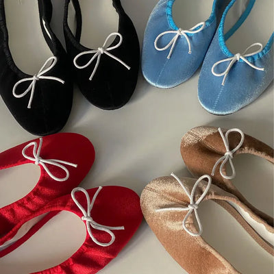 Metron velvet ribbon flat shoes