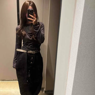 Front Button Cocoon Fit Wide Long Pants