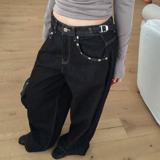 Opelter tab stud denim wide pants
