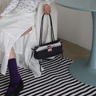 Retro Dot Lace Baguette Bag