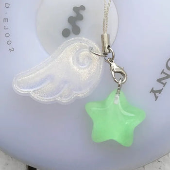 Special Feature (12 colors) Glitter Wings Formica Star Keyring Wishcore Keyholder Phone Decor AirPods Buds Star Phone Strap Loop iPhone Galaxy Phone Keyring Mobile Phone Strap