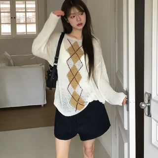 Argyle See-through Mesh Knit