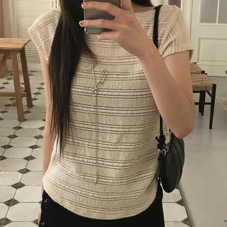 Cap Sleeve Boat Neck Short Sleeve Knit