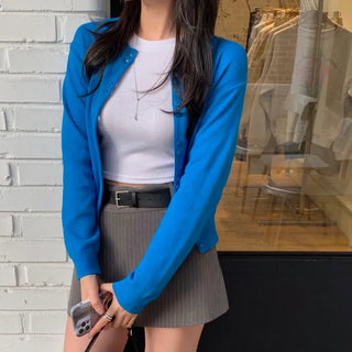 Morocco Two-Button Round Neck Knit Cardigan