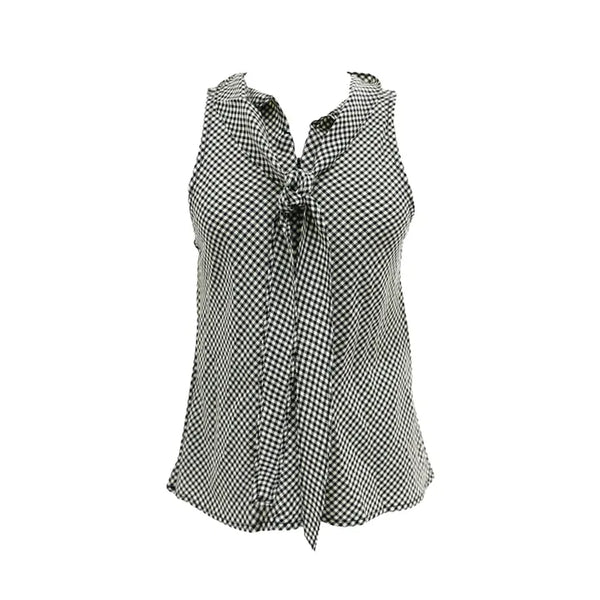 check tie blouse