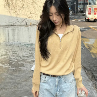 Delicate Fit Basic Half Zip Knit
