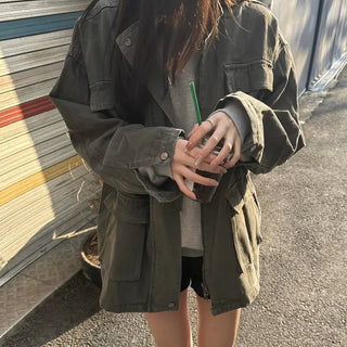 Vintage Khaki Pocket Work Field Jacket