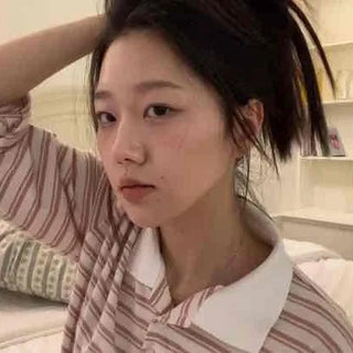 Loose-fit Striped Collared Long-Sleeve T-Shirt