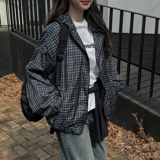 Pepper Check Hooded Windbreaker