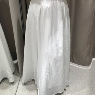 Linen Elastic Flare Elastic Midi Long Skirt