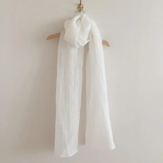 Wrinkle long scarf, transitional season accessory, Tencel muffler, wedding guest look
