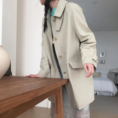 Bijou Half Trench Coat Loose Fit Lightweight Spring Outerwear High Quality Domestic Production