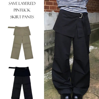Save Layered Skirt Pintuck Pants