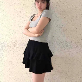 Tiered A-Line Flare Mini Skirt