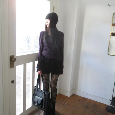 Suede Lace Tiered Skirt (2 colors)