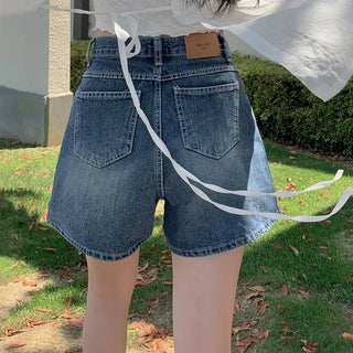 Vintage Wood Wash Denim Shorts