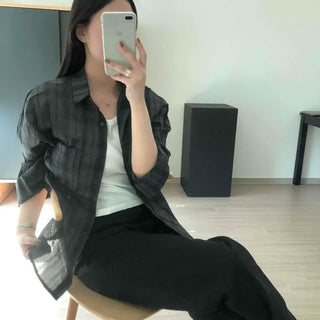 Loose Fit Check Point Flap Pocket Overshirt