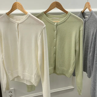 Blend Cardigan Wool Cashmere Round Knit