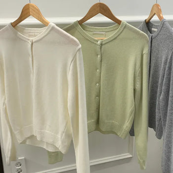 Blend Cardigan Wool Cashmere Round Knit