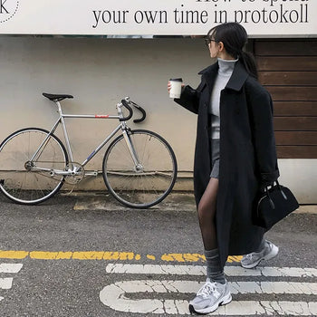 European Hidden Overfit Single Long Coat