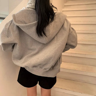 Loving Two-Way Oversized Boxy Double-Fleece Zip-Up Hoodie