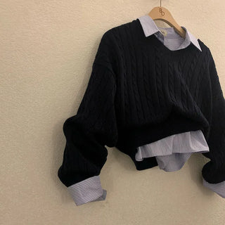 Ed Loose Fit Striped Crop Shirt