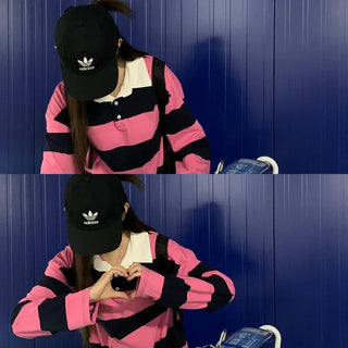 Rugby Stripe Long Sleeve Collared T-shirt