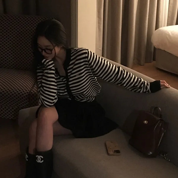 Lucky Round Striped Cardigan