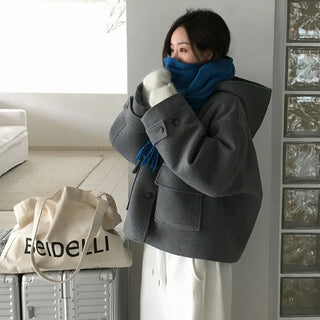 Child Hooded Wool Short Coat