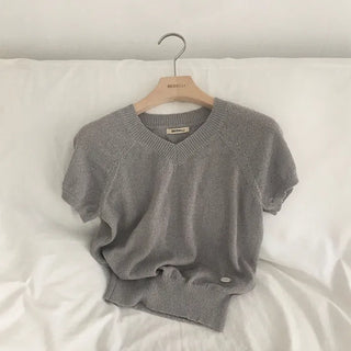 New Of Cap Sleeve V-Neck Short Sleeve Knit