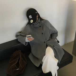 Horse High-Neck Midi Coat
