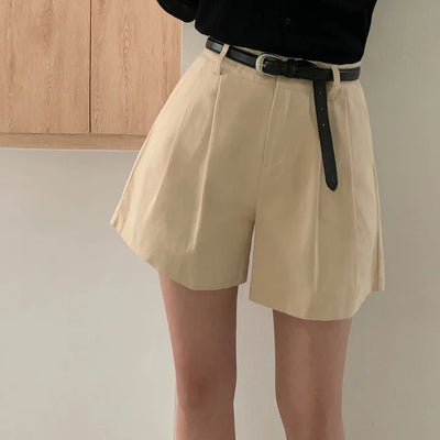 Basic Pintuck Cotton Shorts