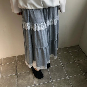 Moana Lace Frill Tiered Long Skirt
