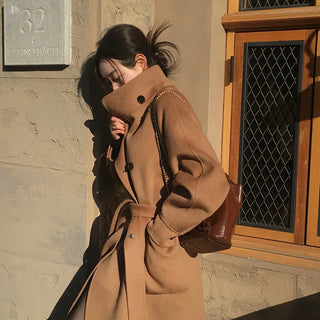 Log Handmade High-Neck Oversized Long Coat