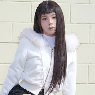 Poe Fur Hooded Two-way Zip-up Hoodie