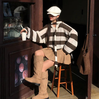 Raccoon Striped Scarf Knit Set
