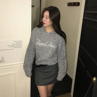 Bring Lettering Hooded Wool Knit
