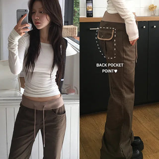Ribbed Contrast Bootcut Pants