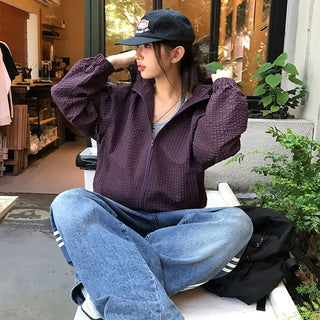 Little Hooded Check Windbreaker