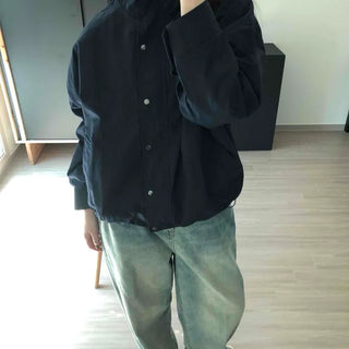 Loose Fit Snap Button Basic Field Jacket
