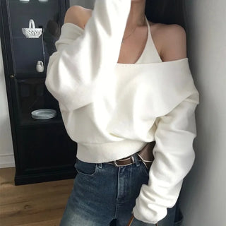 Bigger Sleeveless V-neck Knit Set