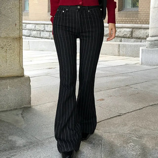 Velo Stripe Low Denim Bootcut Pants