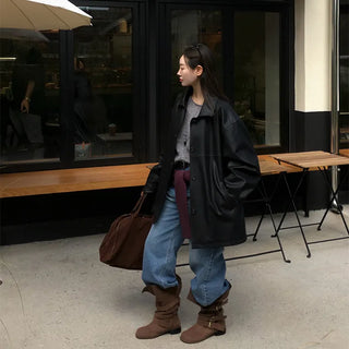 Our Leather Middle Jacket