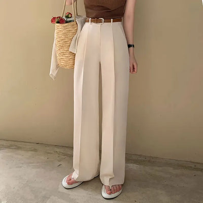 Soft One-Pin Tuck Wide Summer Slacks
