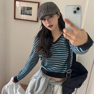 Aisa Striped V-Neck Knit