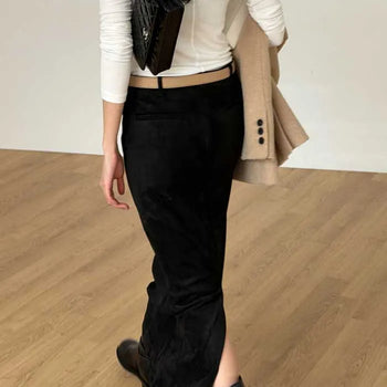 26 H-line Hammered Suede Skirt
